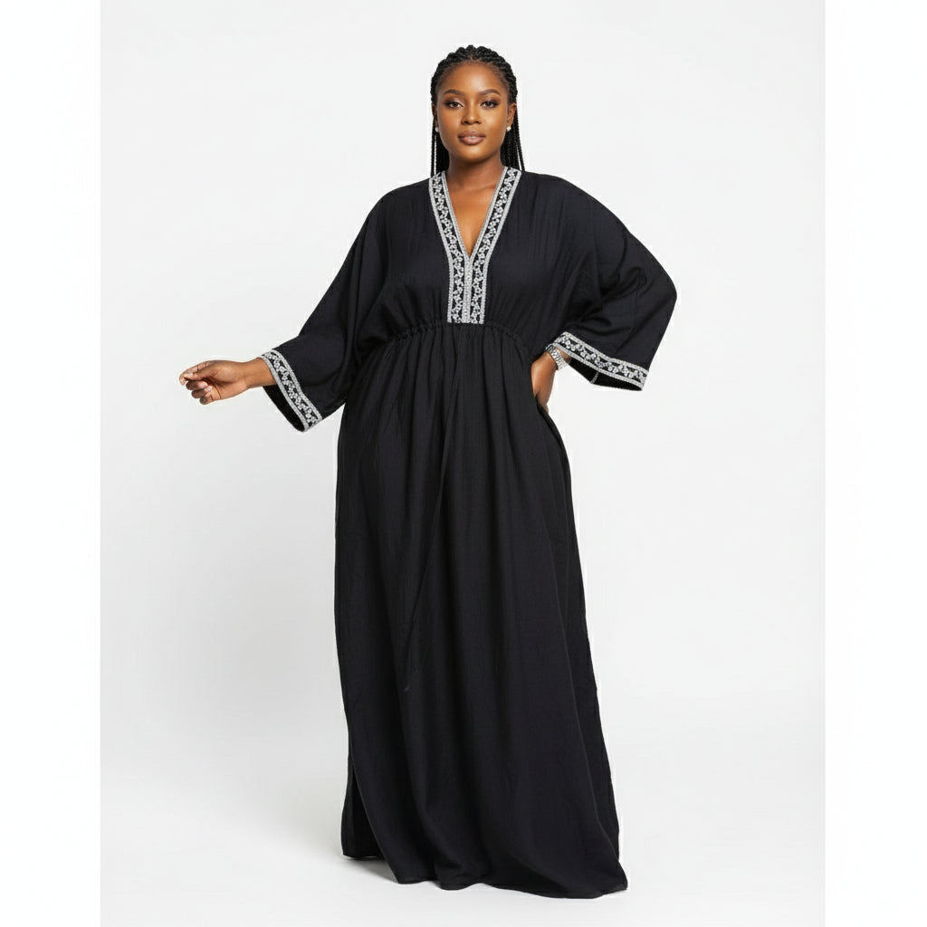Wedding Dashiki Najma Plus Size Contrast Tape Detail Dress.