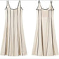 Sleeveless Striped Contrast Binding Sleeveless Midi Dress