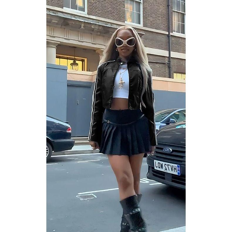 Western Cowgirl Borg Collar Crop PU Leather Jacket