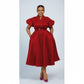 Formal Elegant Overlap Collar A-line Midi Dress.