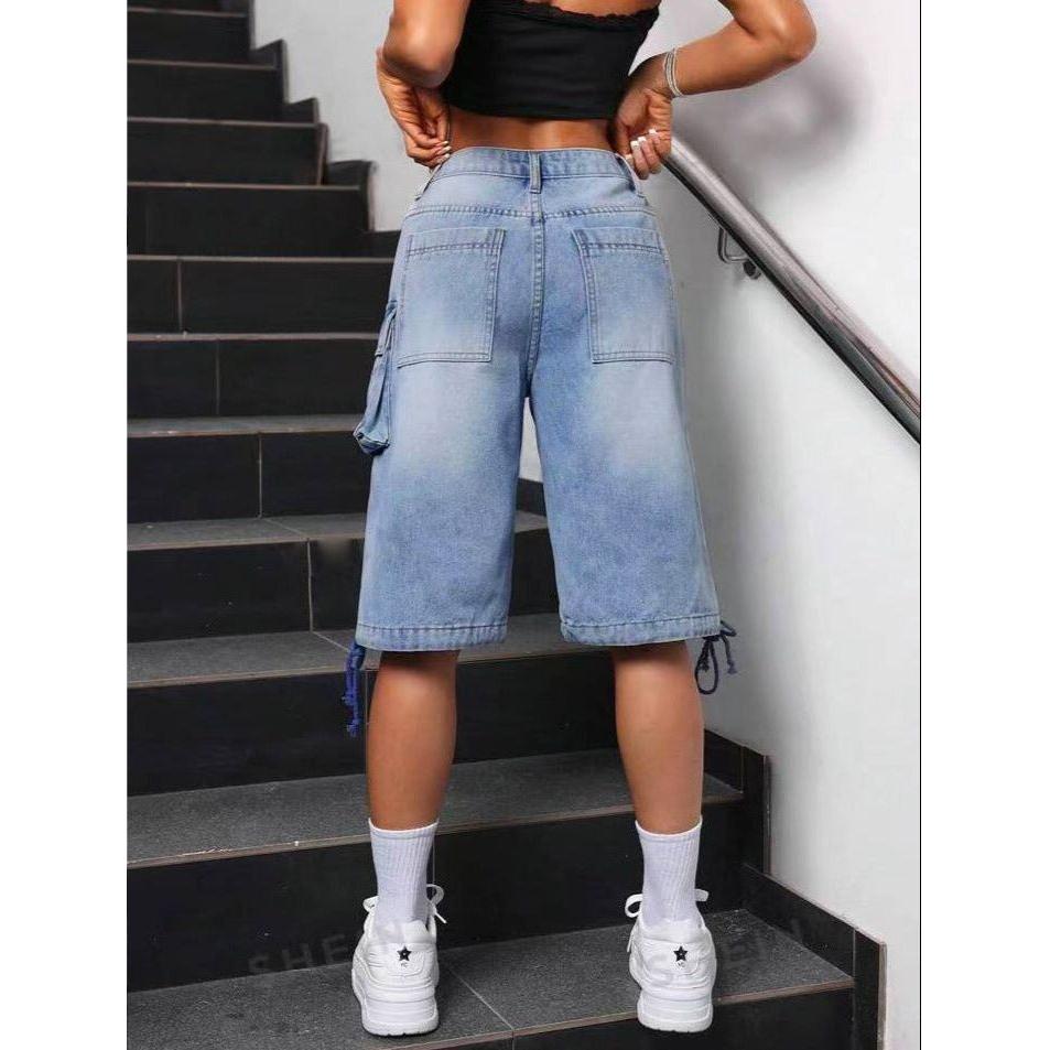 Women's Plain Simple Denim Shorts With Pockets