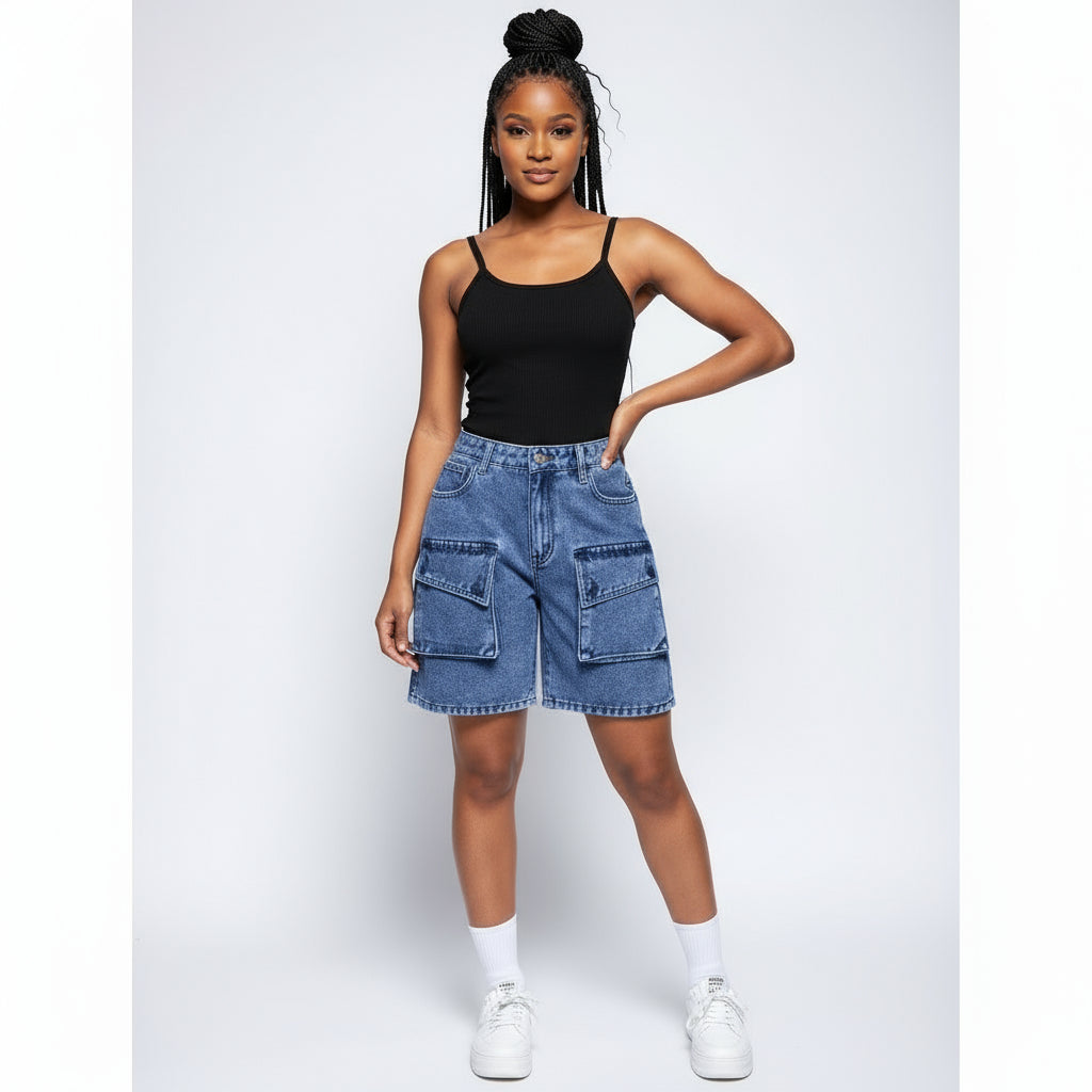 Women's Cargo Denim Shorts