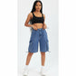 Ladies' Summer Casual Flap Pocket Cargo Denim Shorts