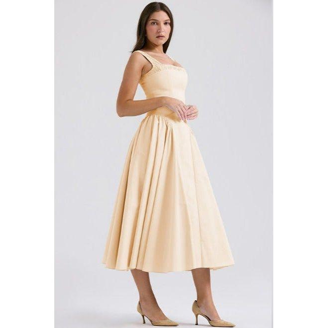 Square Neck Sleeveless A-line Dress