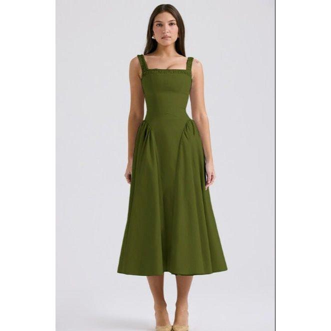 Square Neck Sleeveless A-line Dress