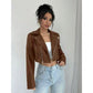 Textured Flap Zip Detail Crop PU Moto Jacket
