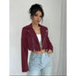 Textured Flap Zip Detail Crop PU Moto Jacket