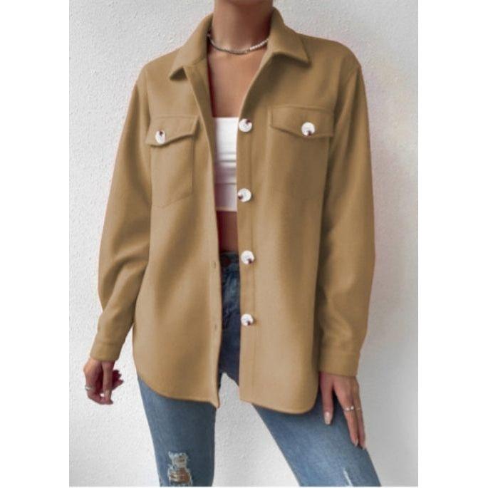 Women's Textured Flap Pocket Buttoned Jacket