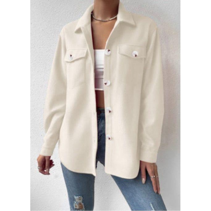 Women's Textured Flap Pocket Buttoned Jacket