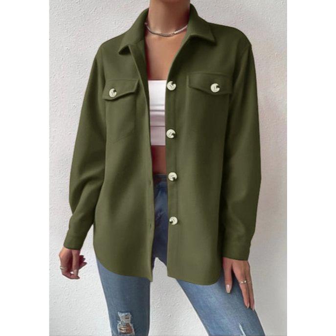 Women's Textured Flap Pocket Buttoned Jacket