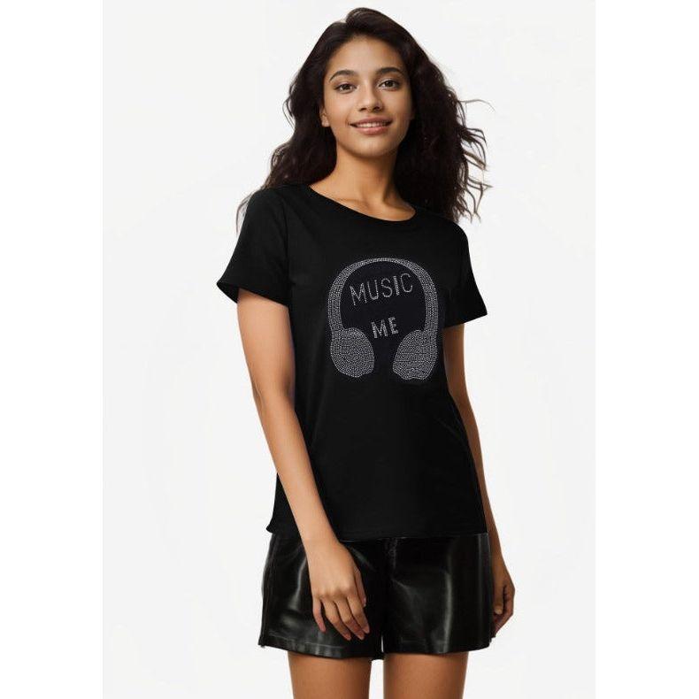 Women's Heart Round Neck Short Sleeve T-Shirt