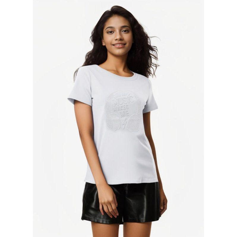 Women's Heart Round Neck Short Sleeve T-Shirt