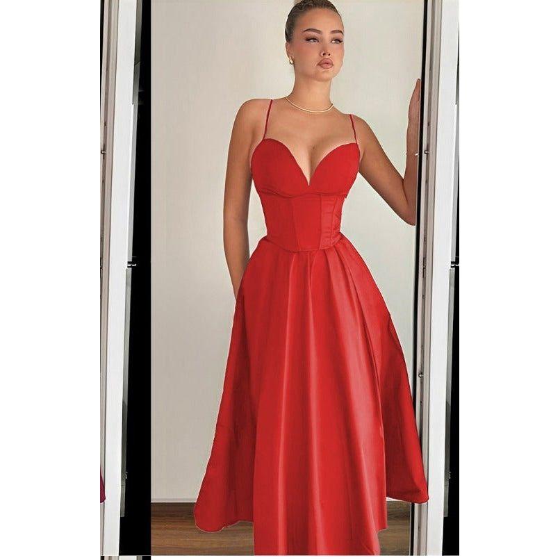 Sweetheart Spaghetti Straps Satin Party Dresses