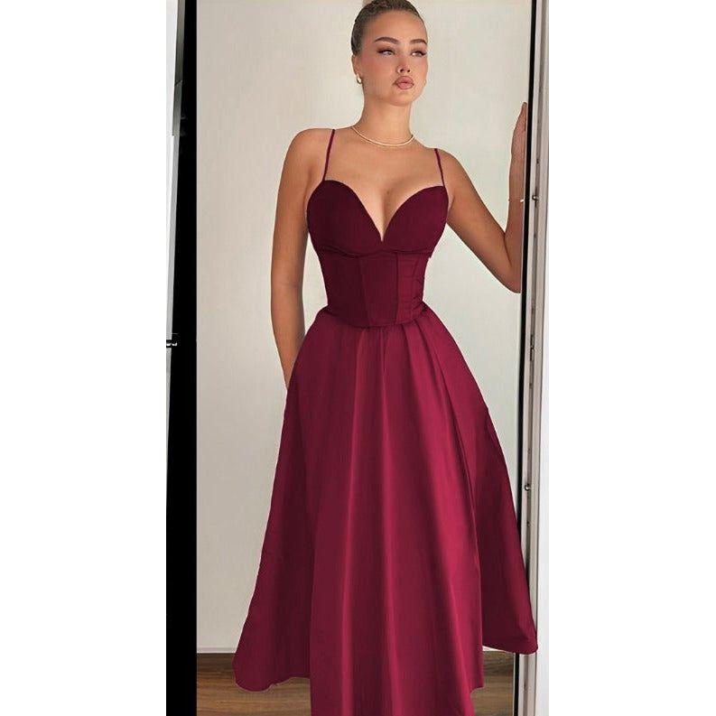 Sweetheart Spaghetti Straps Satin Party Dresses