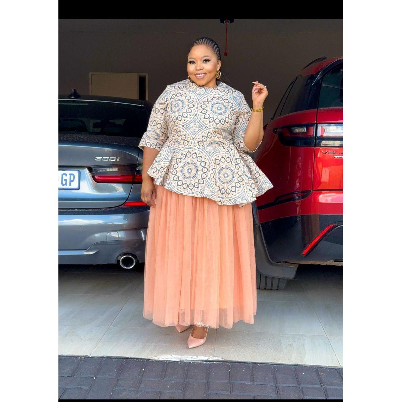 Plush Pleated Peplum Skirt with Floral Top 2 Piece Set