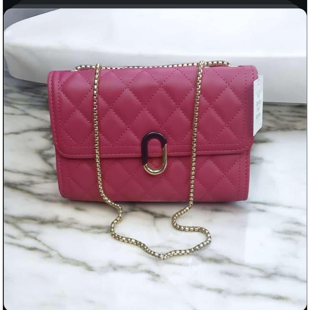 Elegant Quilted PU Leather With Chain Strap Mini Handbag
