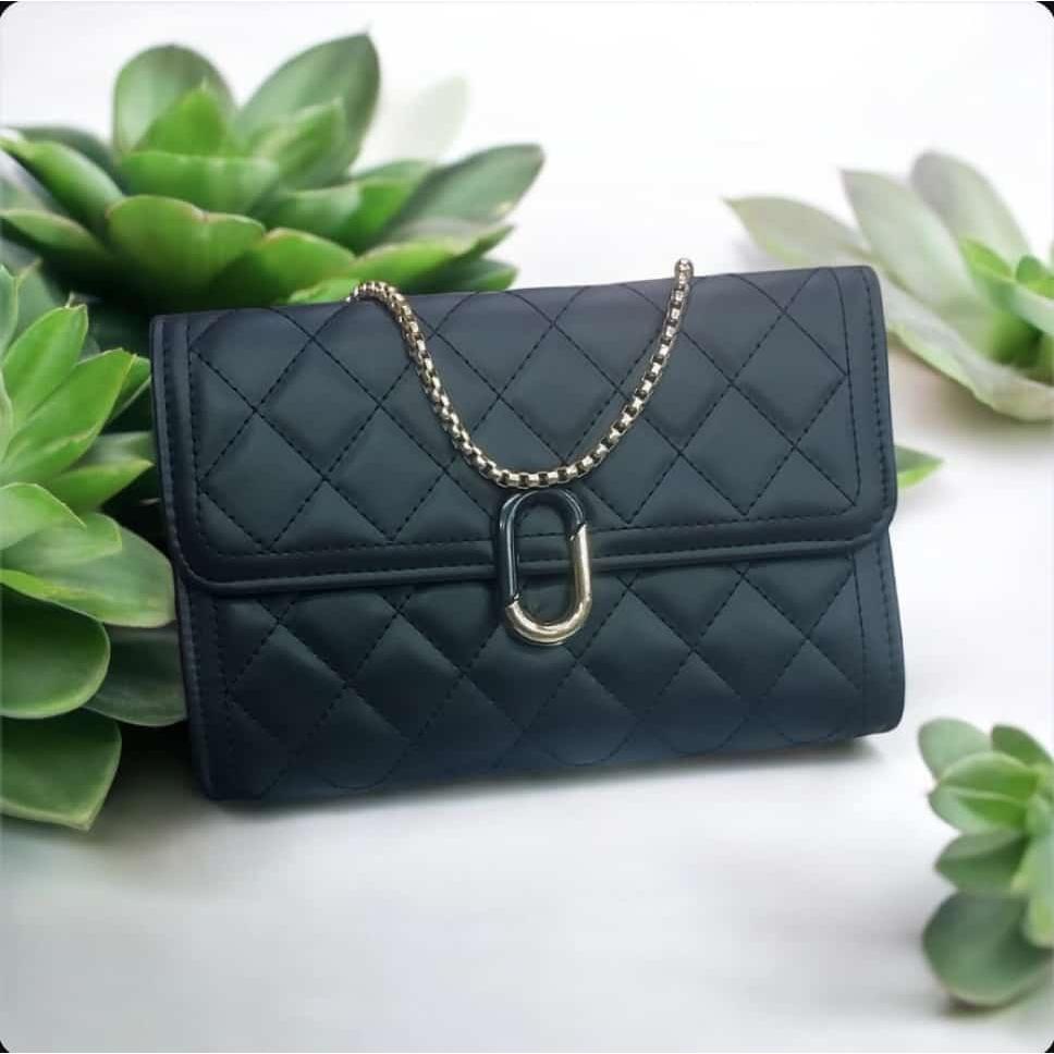 Elegant Quilted PU Leather With Chain Strap Mini Handbag