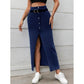 Denim Casual Loose Side Slit Midi Skirt