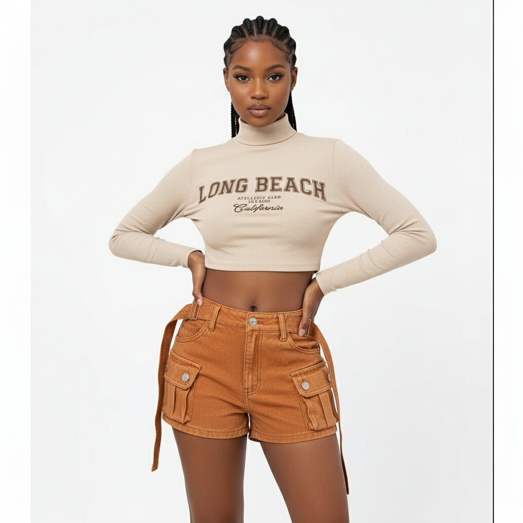 High Waist Tight Hot Cargo Short Pants