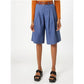 Elastic Waist Bermuda Pleated Wide Leg Shorts