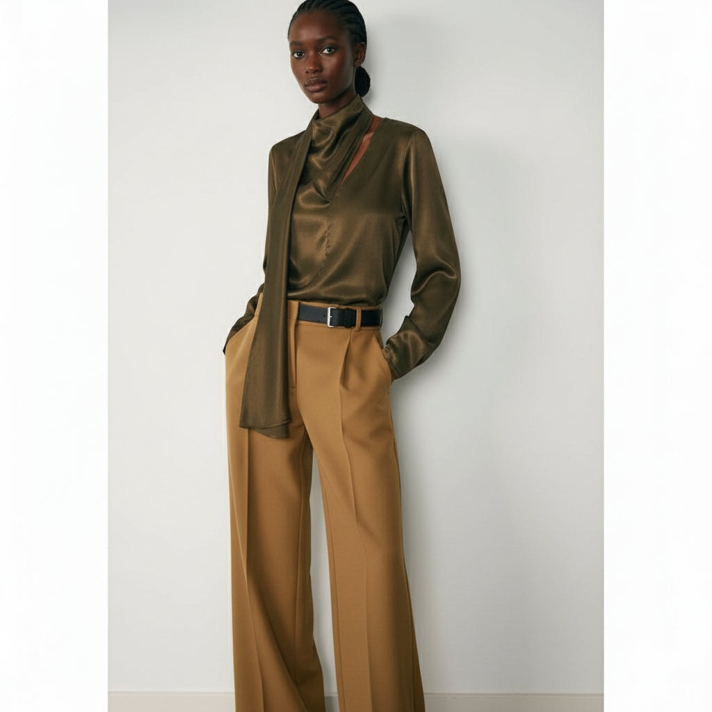 Women's High Waisted Black Suit Pants