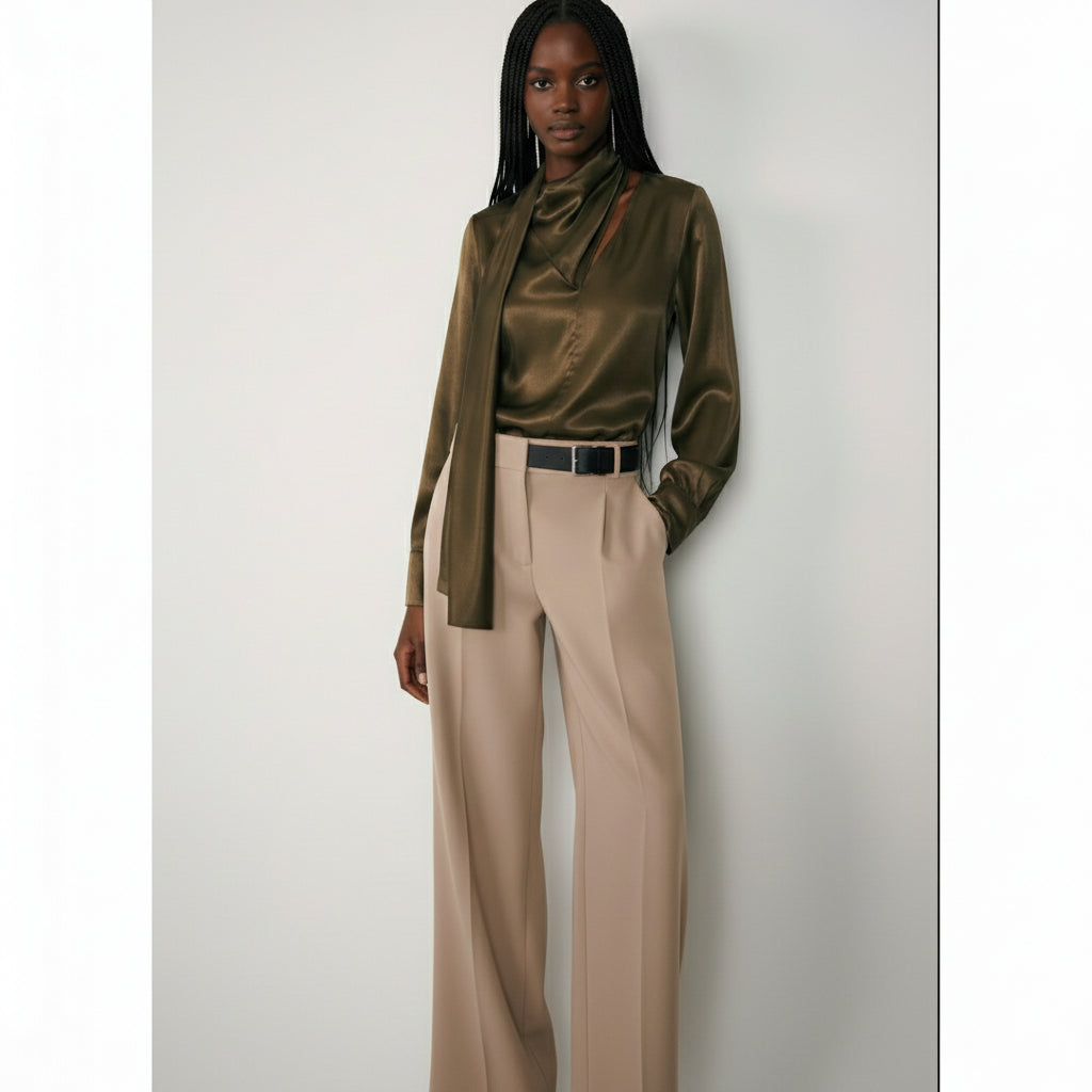 Women's High Waisted Black Suit Pants