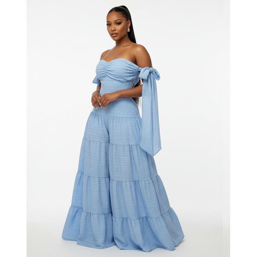 Tie-Up Off Shoulder Summer New Ladies Jumpsuit