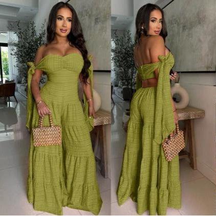 Tie-Up Off Shoulder Summer New Ladies Jumpsuit