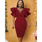 Flare Sleeves Bodycon Formal Elegant Cocktail Party Dress