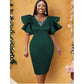 Flare Sleeves Bodycon Formal Elegant Cocktail Party Dress