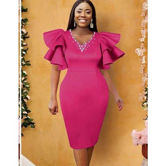 Flare Sleeves Bodycon Formal Elegant Cocktail Party Dress