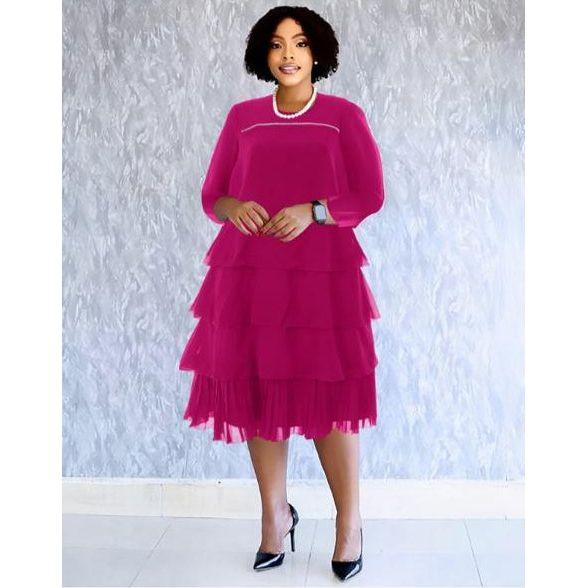 Sexy V-Neck Flare Pleated Midi Dress