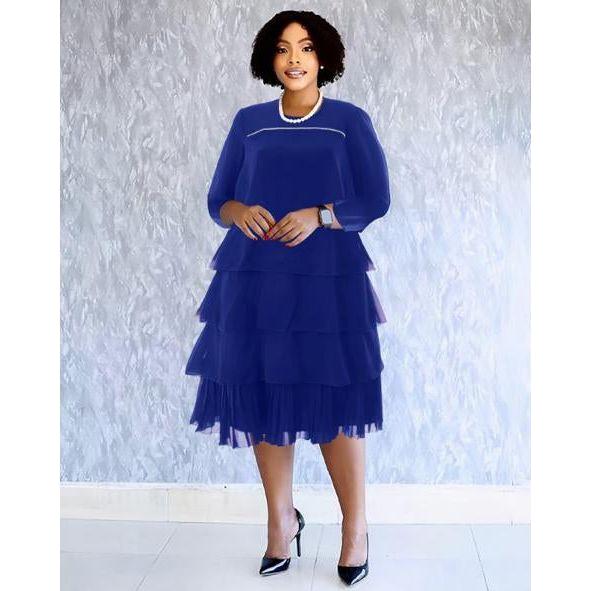 Sexy V-Neck Flare Pleated Midi Dress