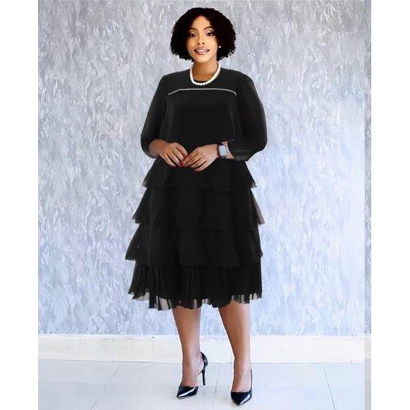 Sexy V-Neck Flare Pleated Midi Dress