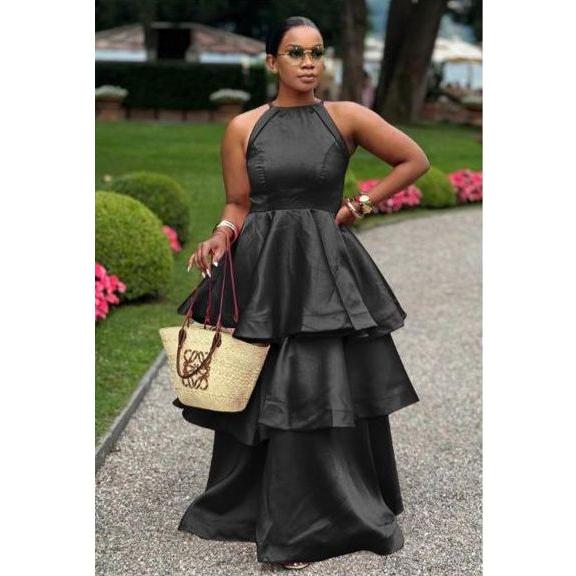 Halter Neck Sleeveless A-Line Layered Dress