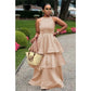 Halter Neck Sleeveless A-Line Layered Dress