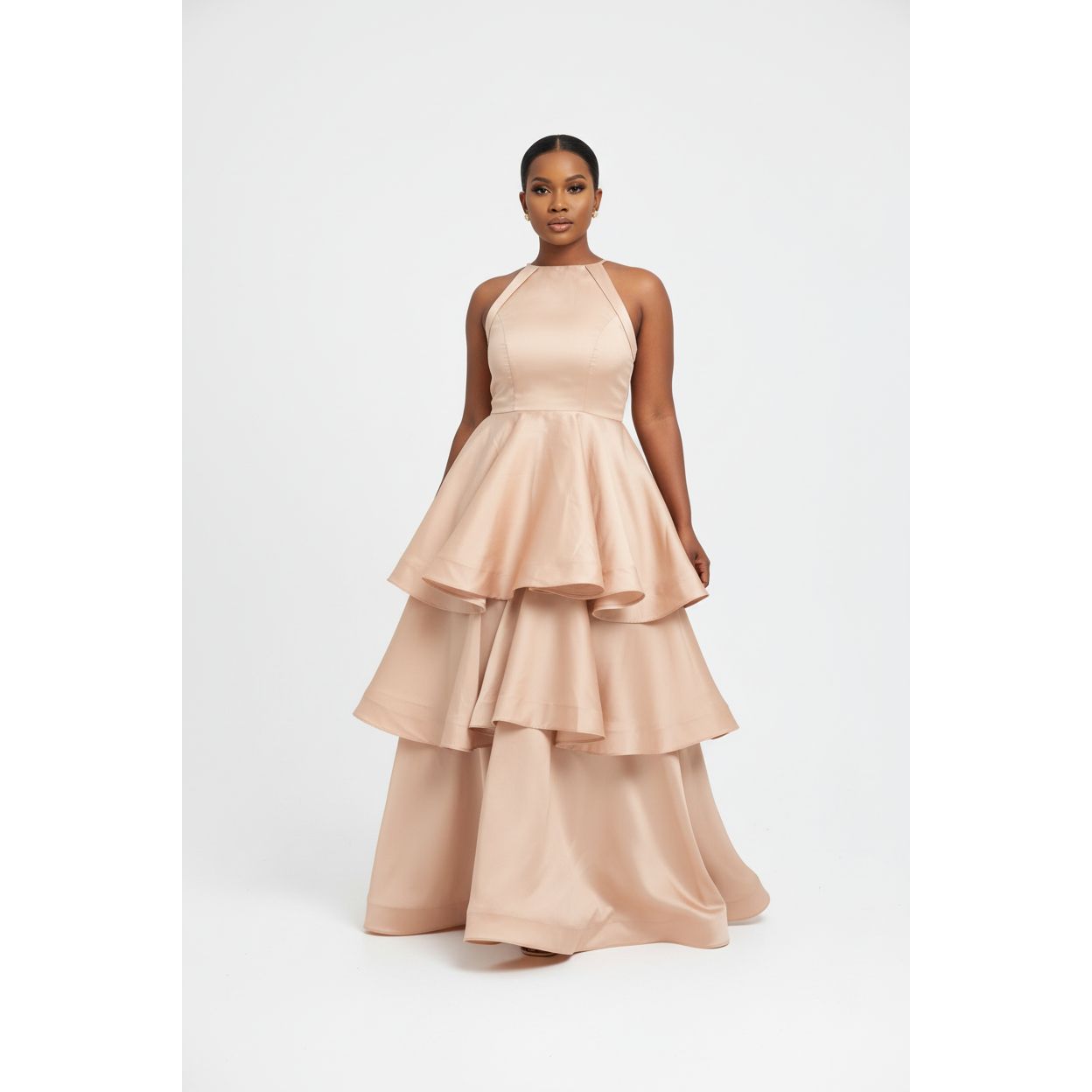 Halter Neck Sleeveless A-Line Layered Dress