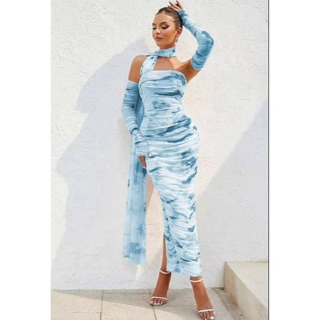 Halter Neck Sleeveless A-Line  3 Flowy Layered Dress