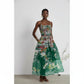 Printed Multi-Color Floral Linen-blend Maxi Dress.
