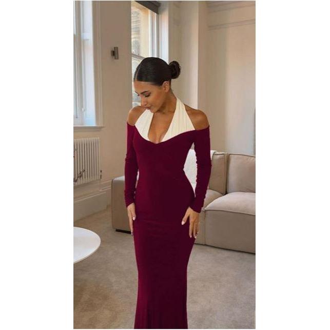 Halter-Neck Split Maxi Dress