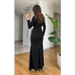 Bottom Pleated Solid Color Long Sleeve Front Tie Dress