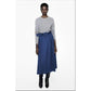 Retro Fringed Denim A-Line Midi Skirt