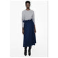 Retro Fringed Denim A-Line Midi Skirt