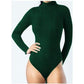 Ribbed Knitted Bodysuit Turtleneck Top