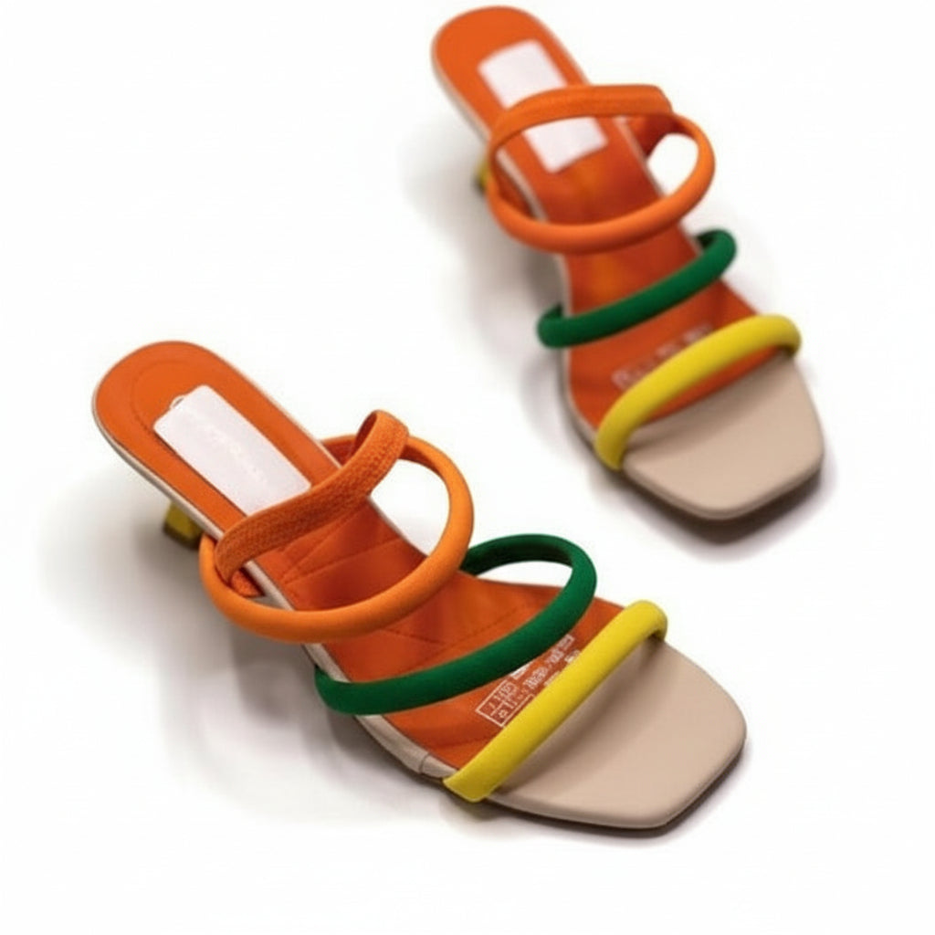 Strappy Open Toe Short Pointy Heels