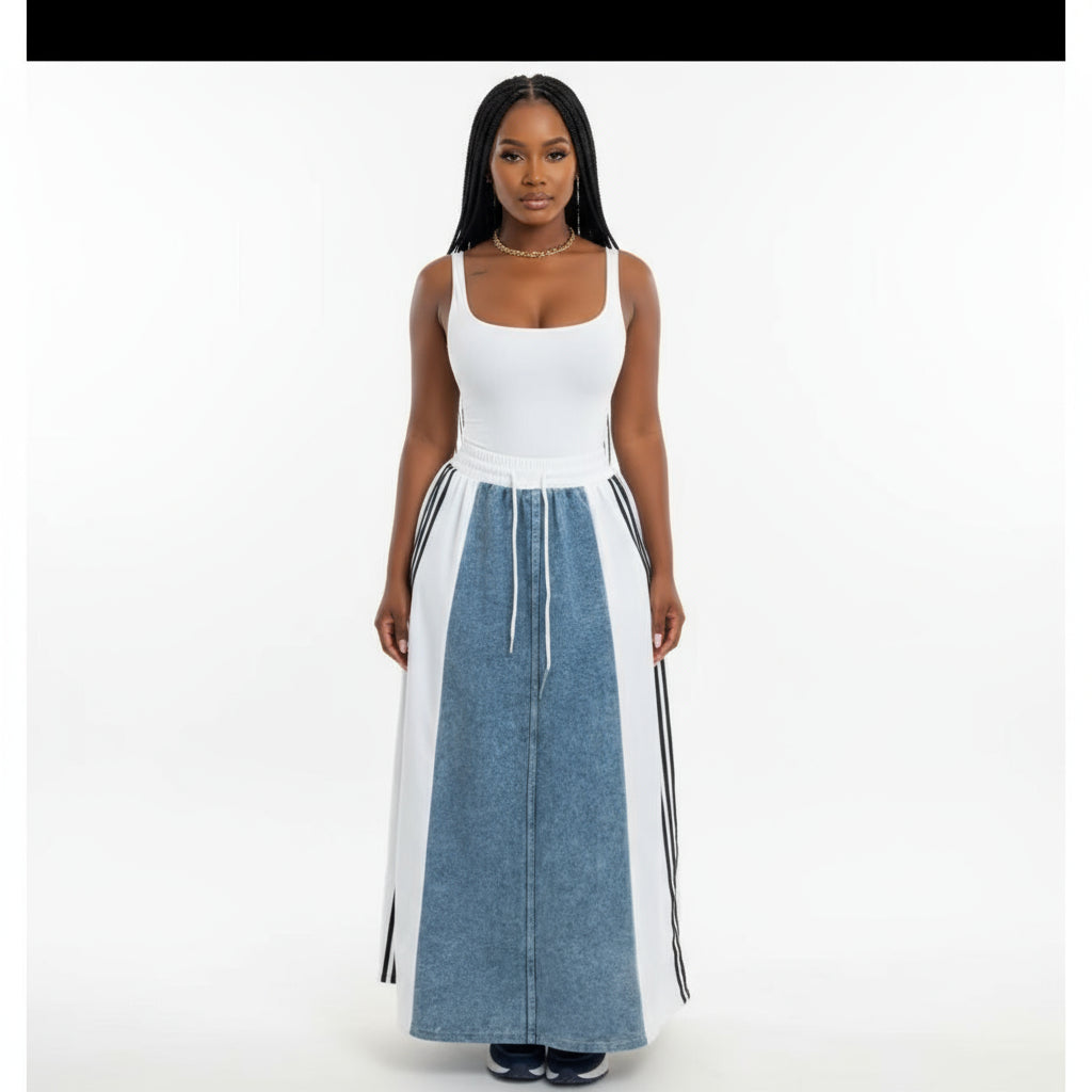 High Street Patchwork Jeans Sexy Club Skirt