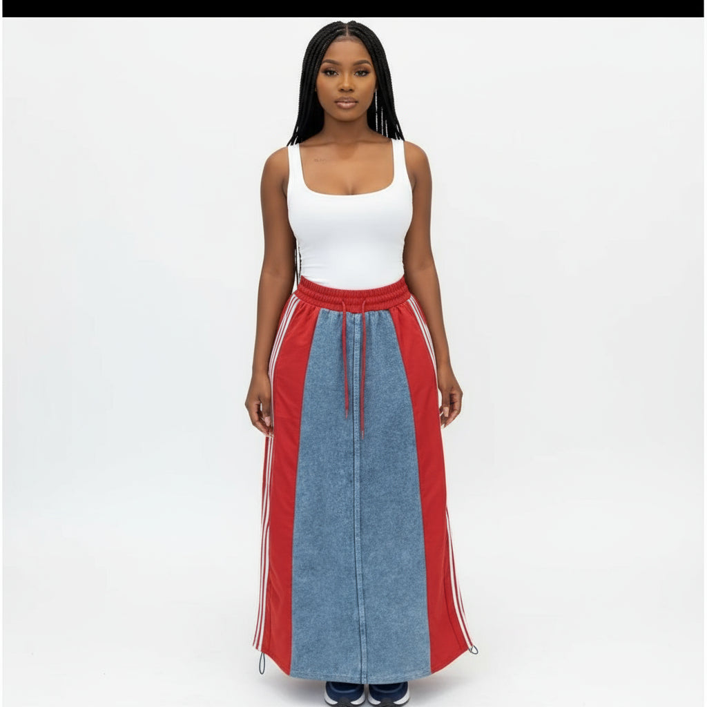 High Street Patchwork Jeans Sexy Club Skirt