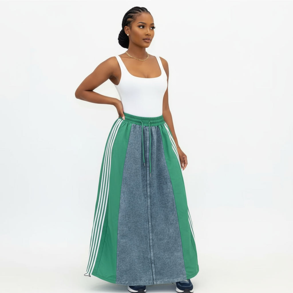 High Street Patchwork Jeans Sexy Club Skirt