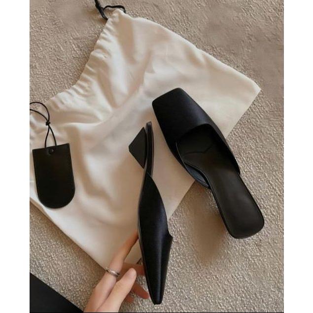 Metallic Square-Toe Blade-Heel Mules