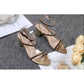 Leather Ankle Wrap Block Heel Sandal